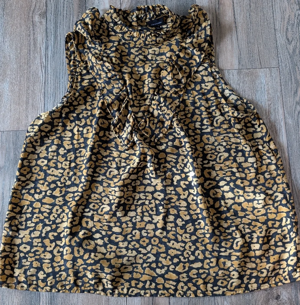 WHO WHAT WEAR Leopard Print Blouse Ruffle Mock Neck Size XXL - Picture 8 of 11
